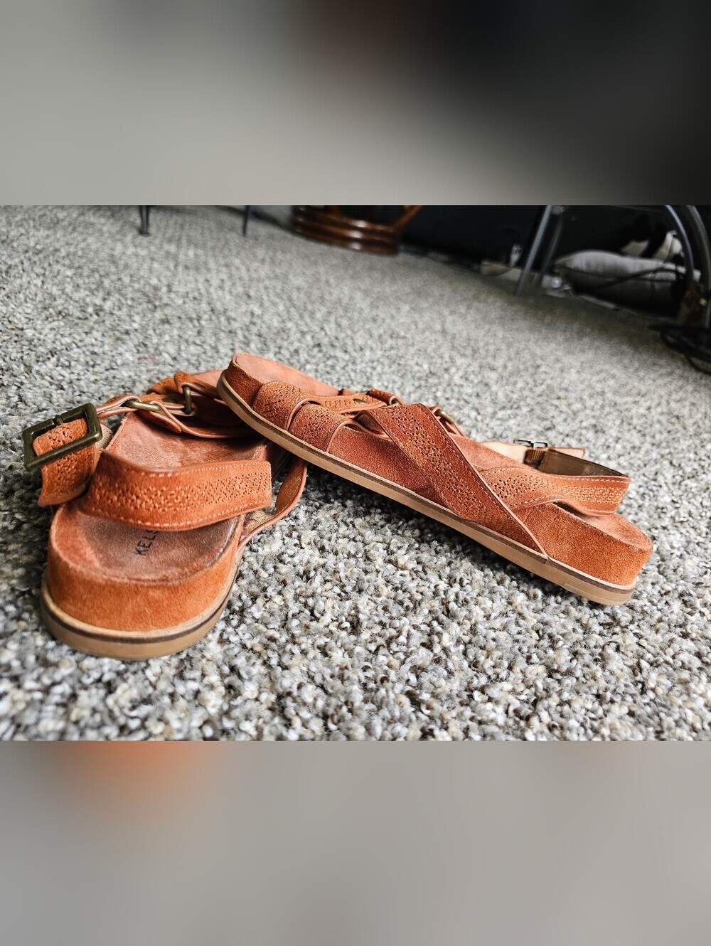 Kelsi Dagger Rust/Tan Suede Multi-Strap Studded Sandals - Picture 5 of 6